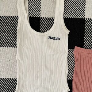 Rollas Cream Ribbed Tank Top